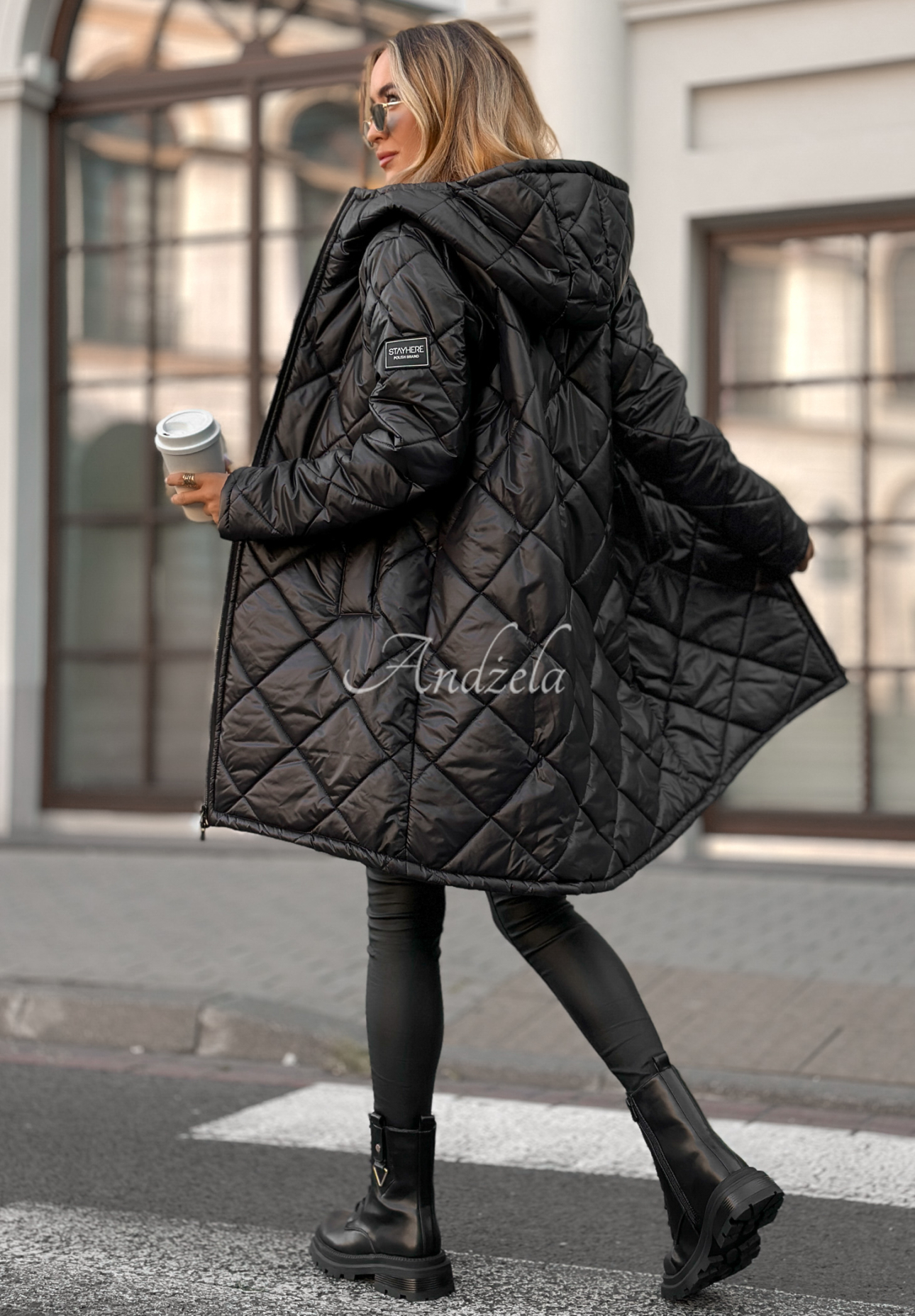 Lange Steppjacke Trust Your Intuition Schwarz
