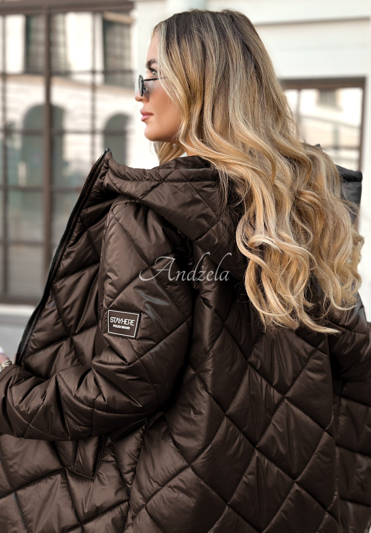 Lange Steppjacke Trust Your Intuition Schokoladenbraun
