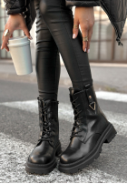Skórzane Stiefeletten workery Golden Hours Schwarz