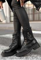 Skórzane Stiefeletten workery Golden Hours Schwarz