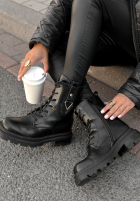Skórzane Stiefeletten workery Golden Hours Schwarz