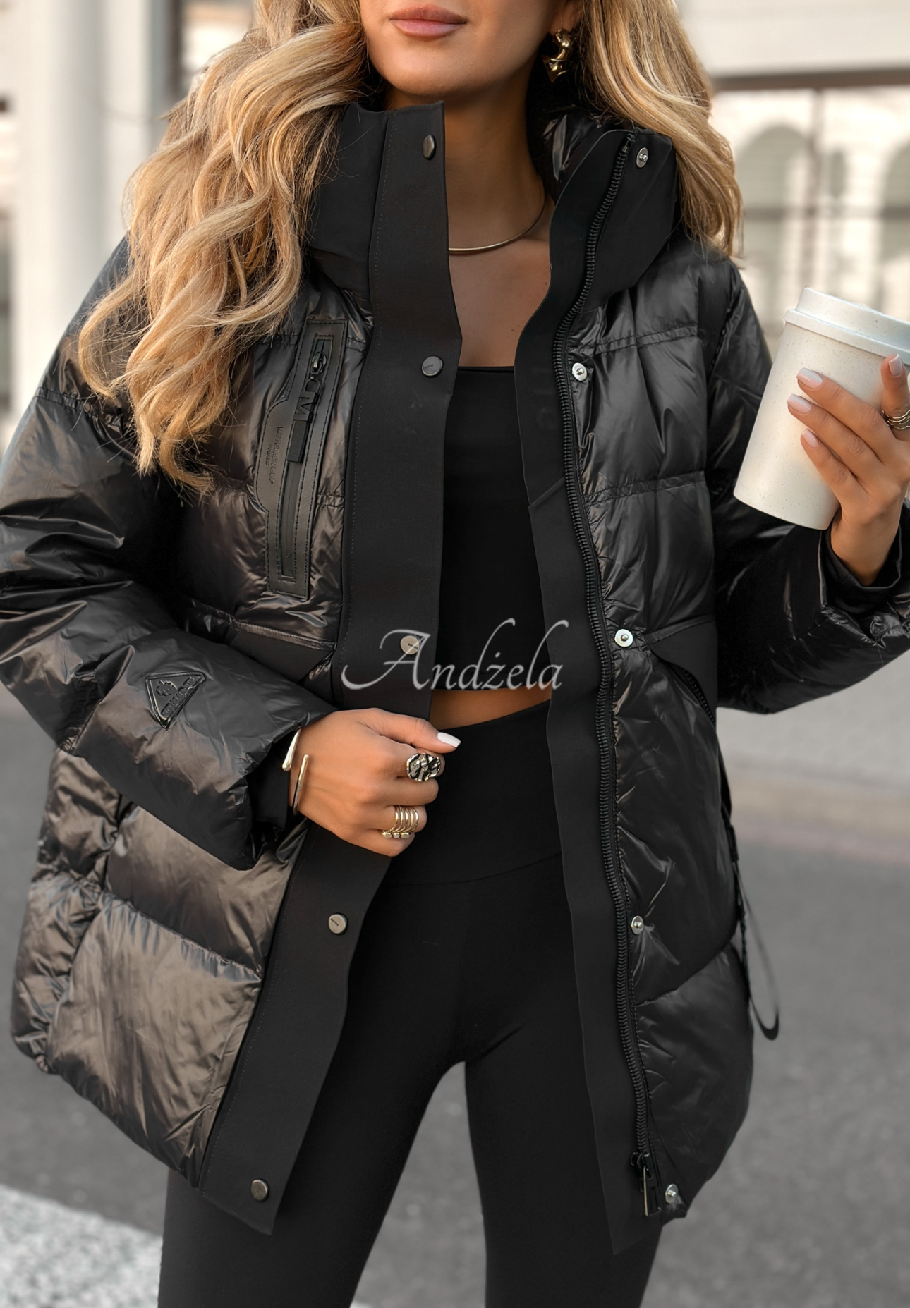 Daunenjacke mit Kapuze Turn Around Schwarz