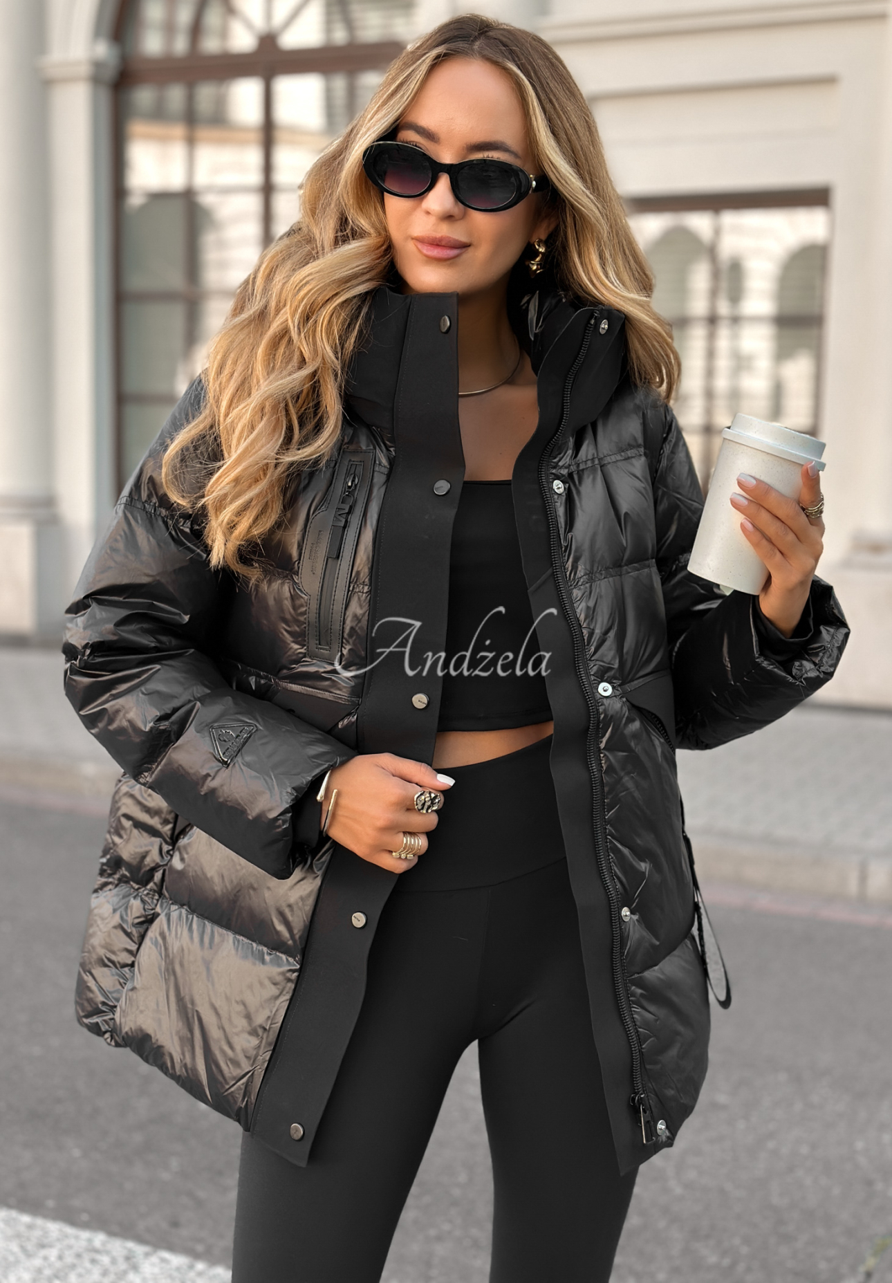 Daunenjacke mit Kapuze Turn Around Schwarz
