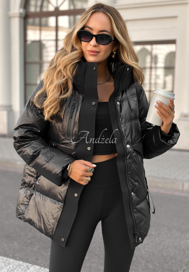 Daunenjacke mit Kapuze Turn Around Schwarz
