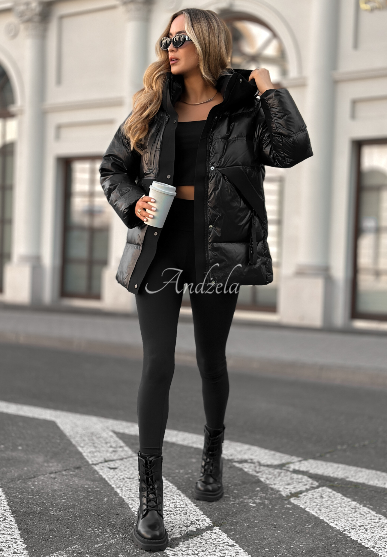 Daunenjacke mit Kapuze Turn Around Schwarz