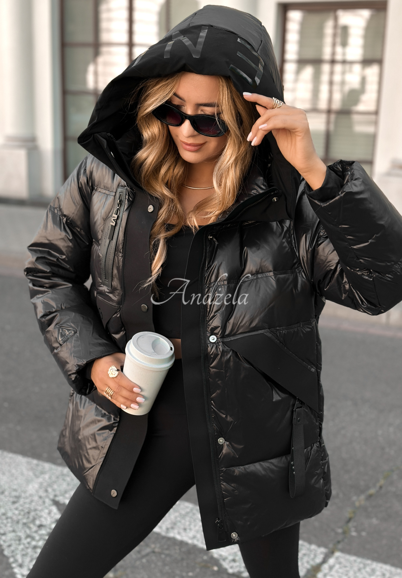 Daunenjacke mit Kapuze Turn Around Schwarz