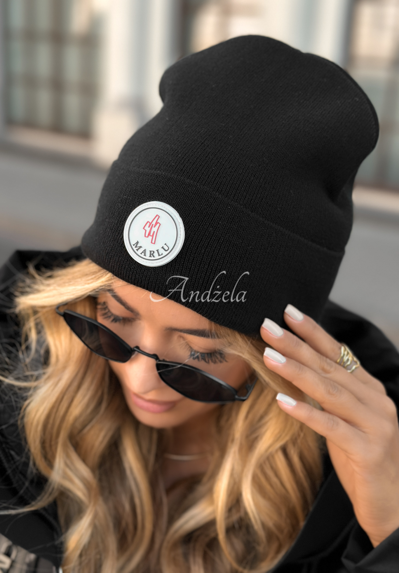 Mütze mit Patch Winter City Schwarz