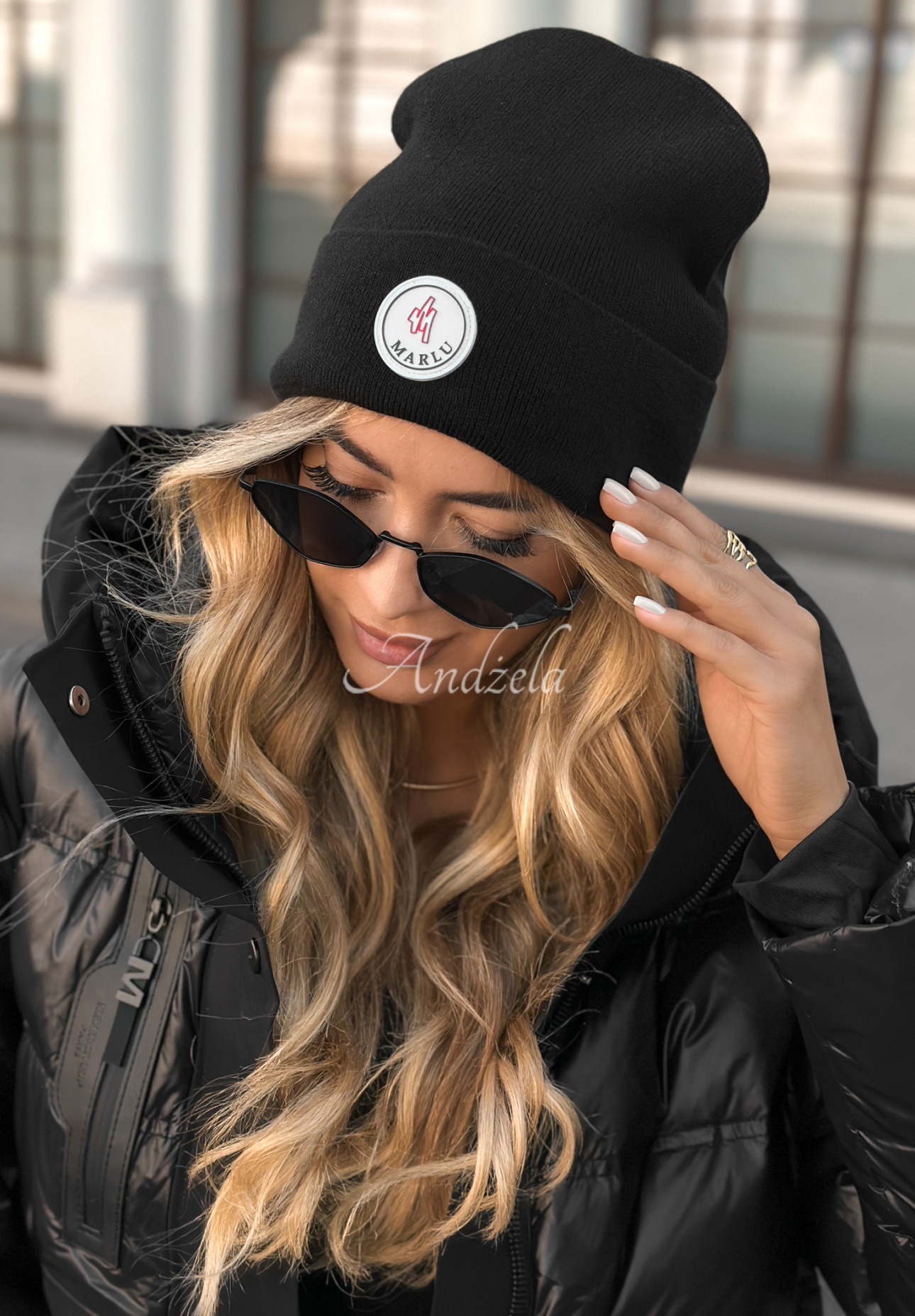 Mütze mit Patch Winter City Schwarz