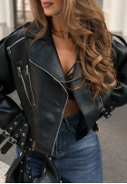 Krótka skórzana Bikerjacke Not Your Girl Schwarz