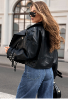 Krótka skórzana Bikerjacke Not Your Girl Schwarz