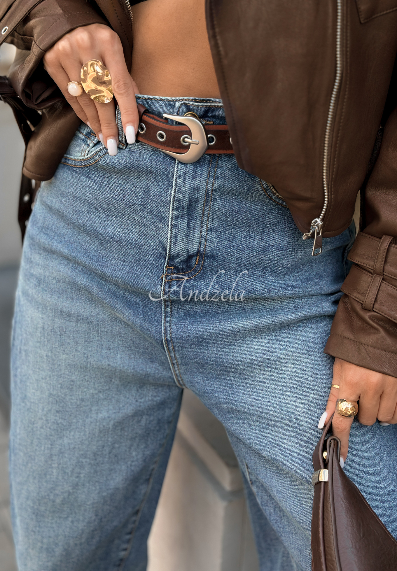 Ballon-Jeans mit Gürtel Not Much Today Blau