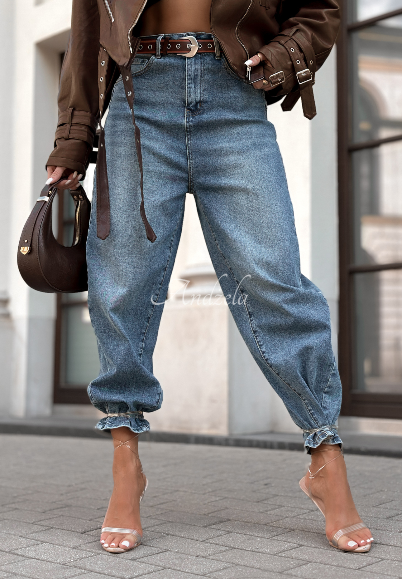 Ballon-Jeans mit Gürtel Not Much Today Blau