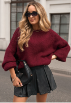 Pullover z bufiastymi rękawami Maybe Never Burgunderrot