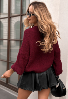 Pullover z bufiastymi rękawami Maybe Never Burgunderrot