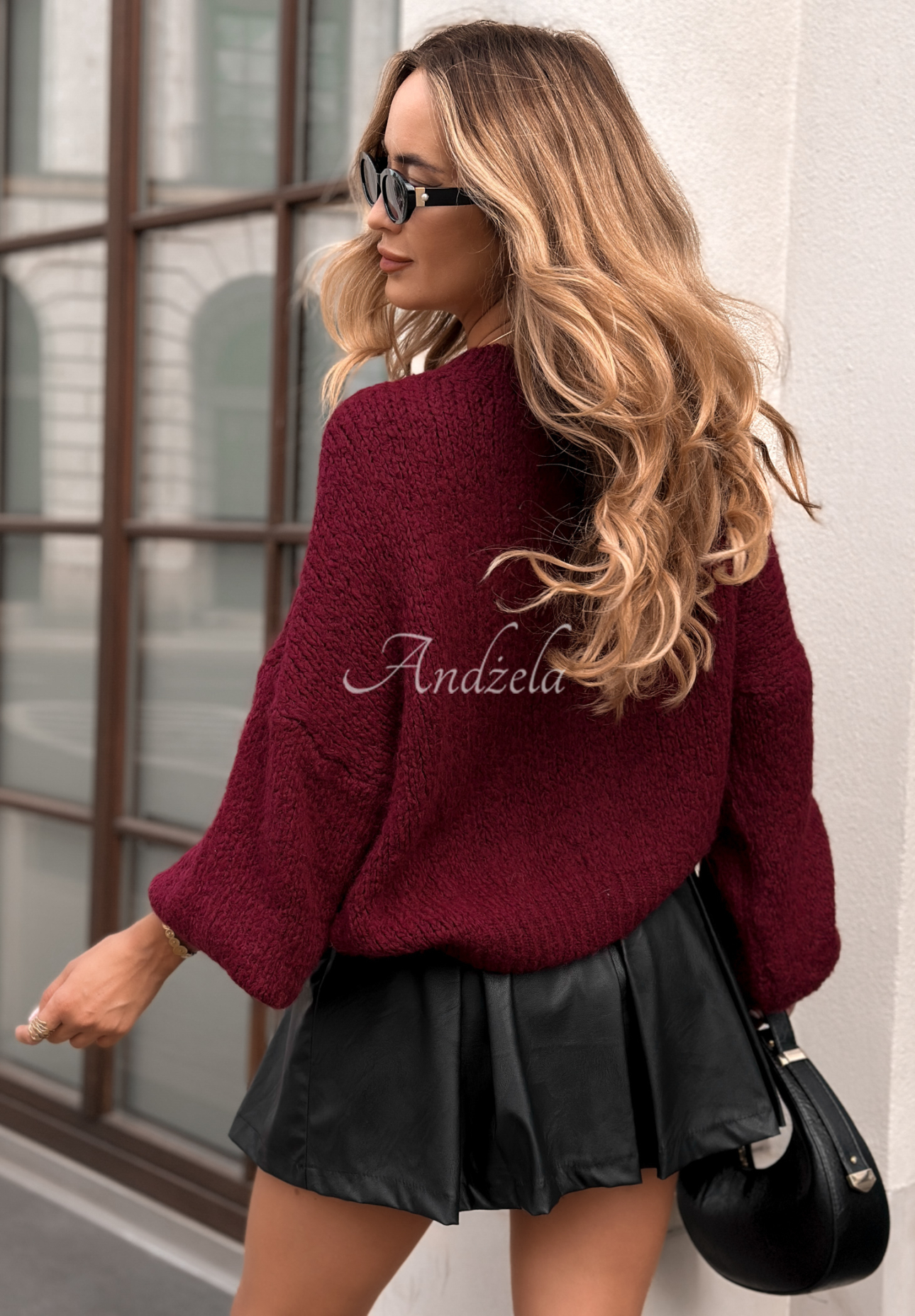 Pullover mit Puffärmeln Maybe Never Burgunderrot