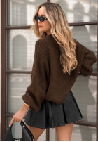 Sweter z bufiastymi rękawami Maybe Never czekoladowy