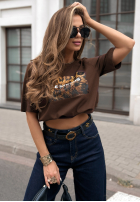 T-Shirt z nadrukiem Be Strong Schokoladenbraun
