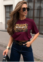 T-Shirt z nadrukiem Be Strong Burgunderrot