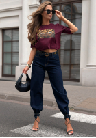 T-Shirt z nadrukiem Be Strong Burgunderrot