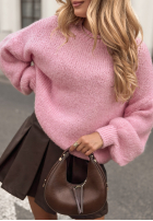 Sweter z bufiastymi rękawami Maybe Never różowy