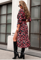 Kleid midi w kwiaty Where Were You Schwarz