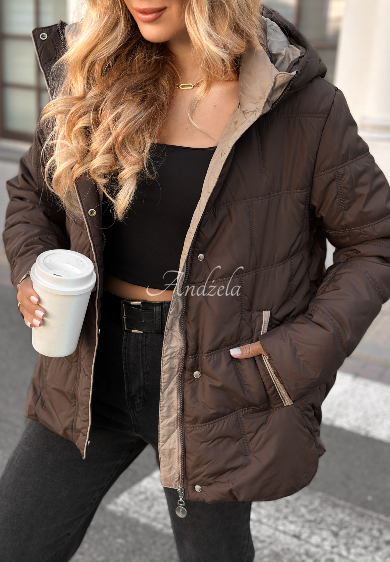 Steppjacke mit Kapuze Next Episode Schokoladenbraun