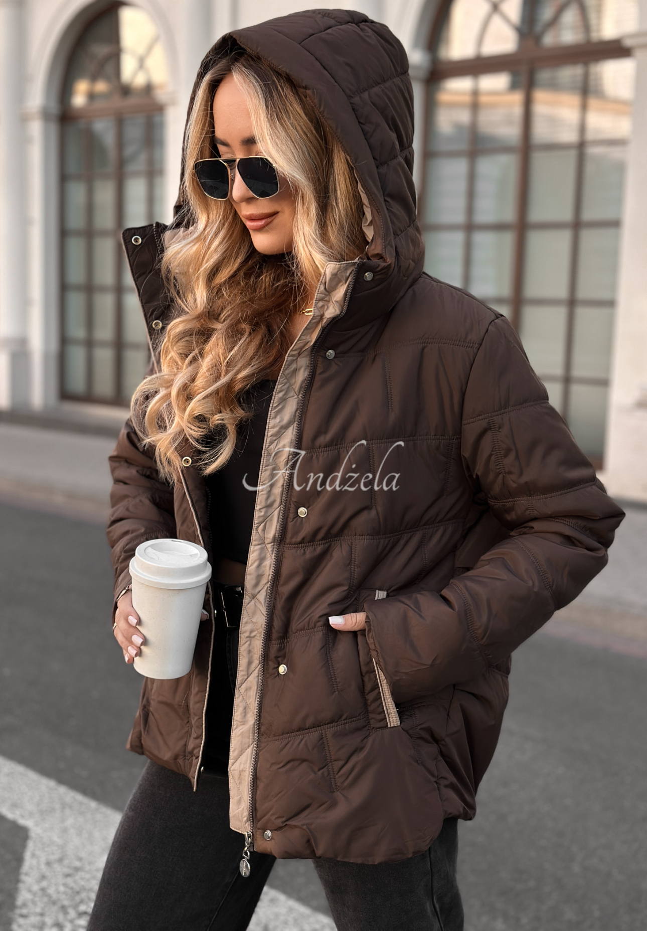 Steppjacke mit Kapuze Next Episode Schokoladenbraun