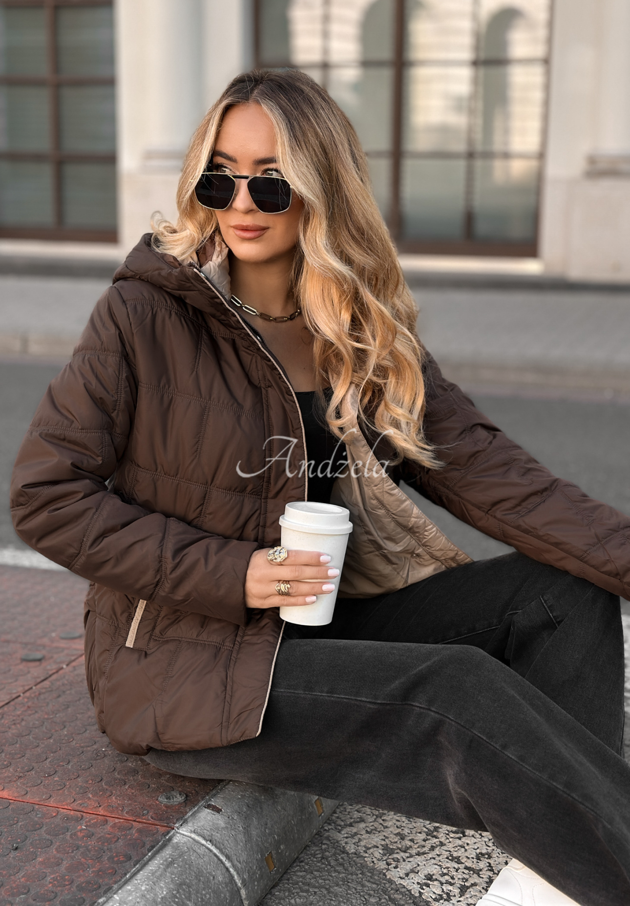 Steppjacke mit Kapuze Next Episode Schokoladenbraun
