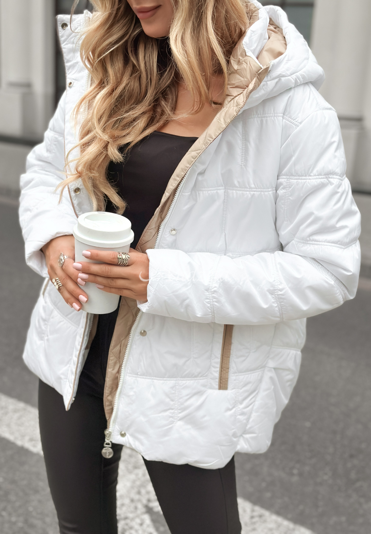 Steppjacke mit Kapuze Next Episode Weiß