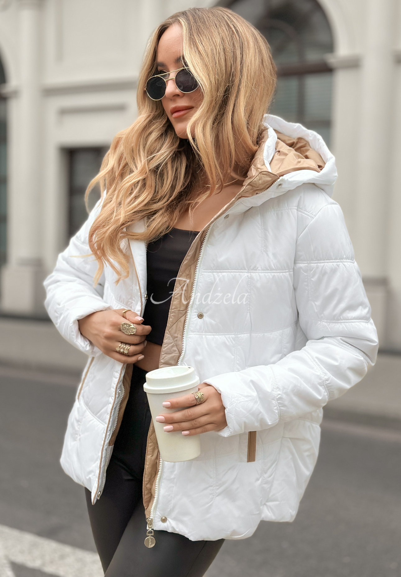 Steppjacke mit Kapuze Next Episode Weiß