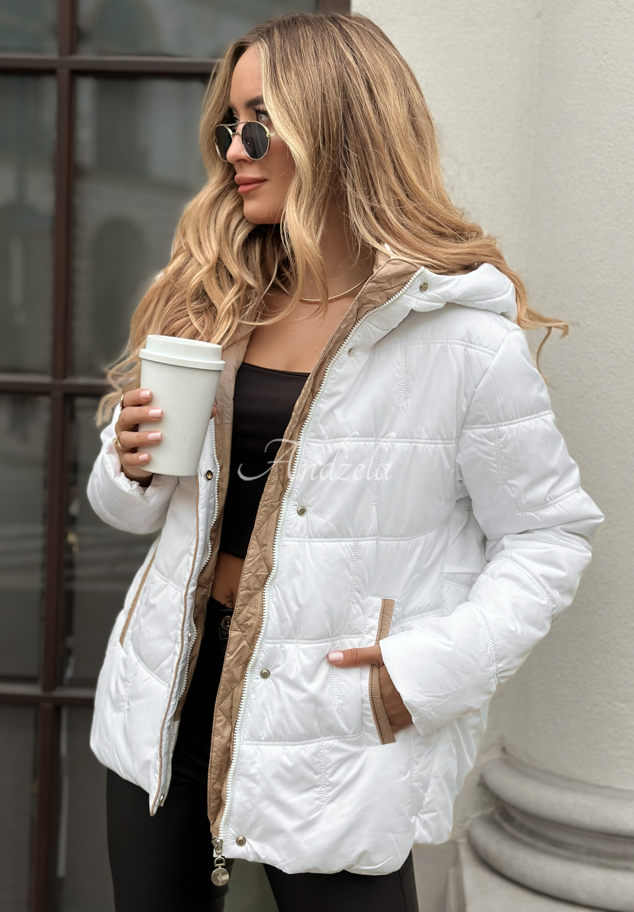 Steppjacke mit Kapuze Next Episode Weiß