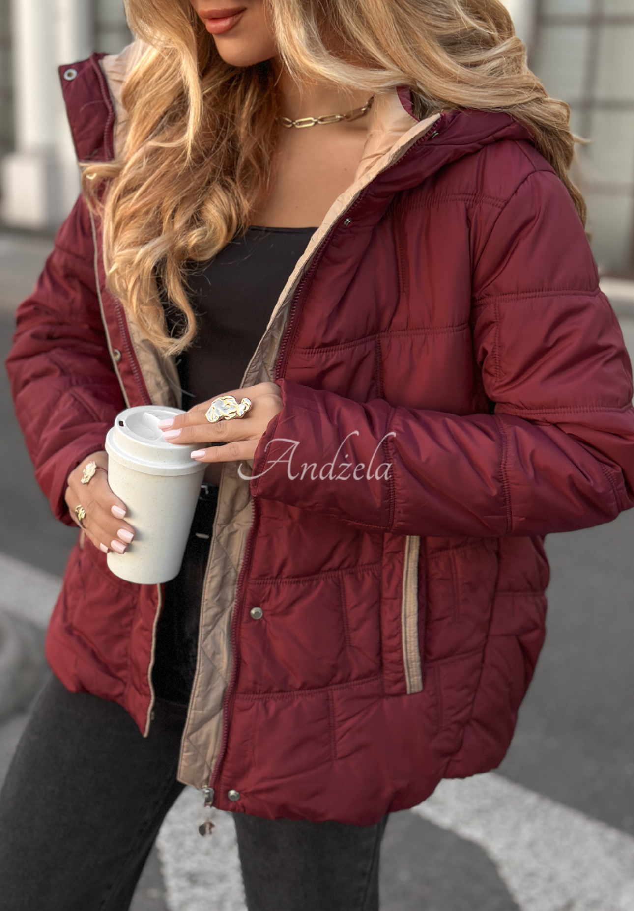 Steppjacke mit Kapuze Next Episode Burgunderrot