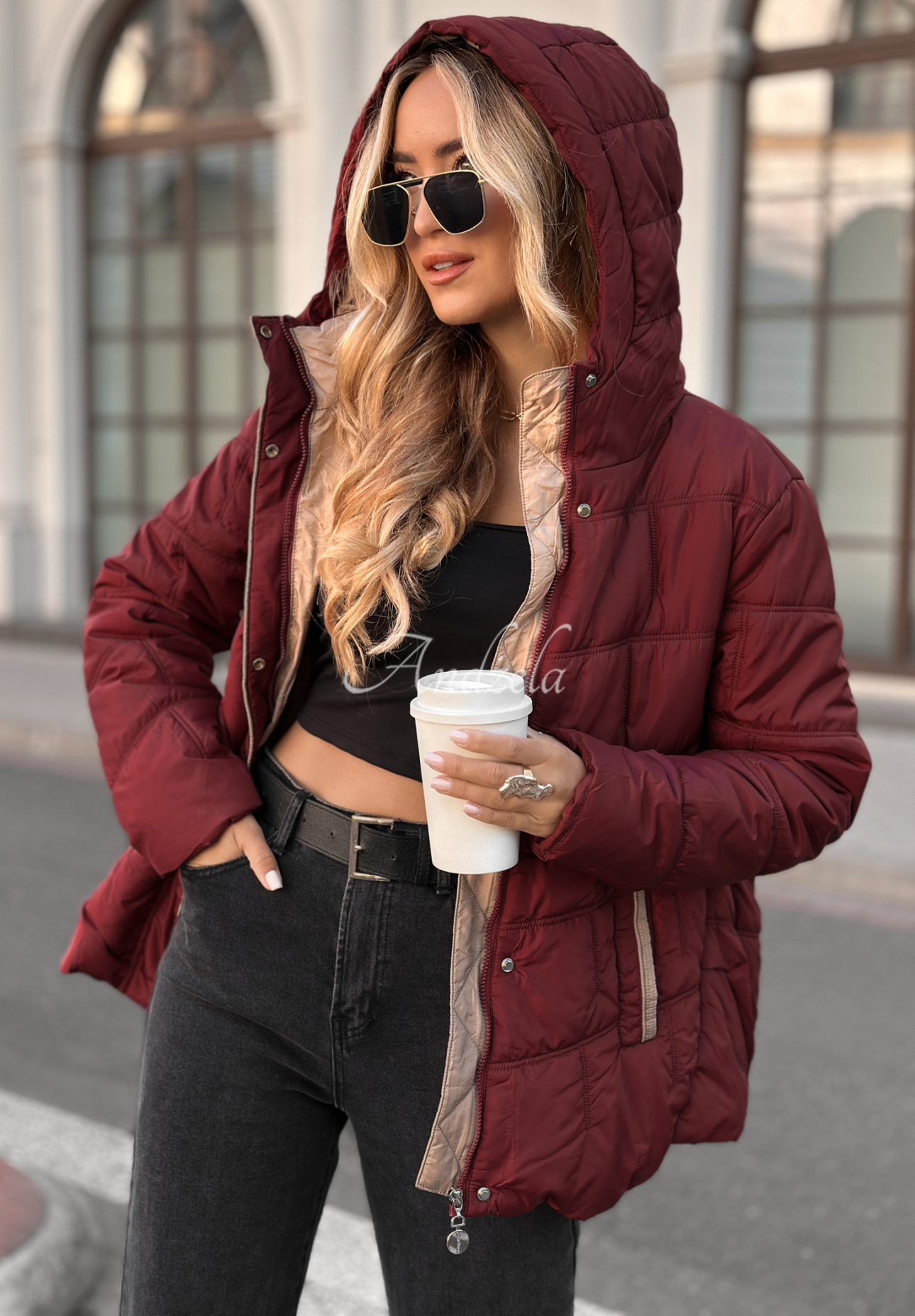 Steppjacke mit Kapuze Next Episode Burgunderrot