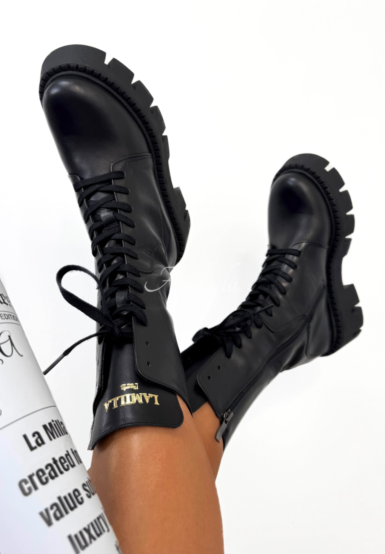 Worker-Stiefel aus Leder La Milla Women&#039;s Intuition Schwarz