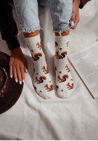 Lange skarpetki Mit Muster Squirrel Ecru