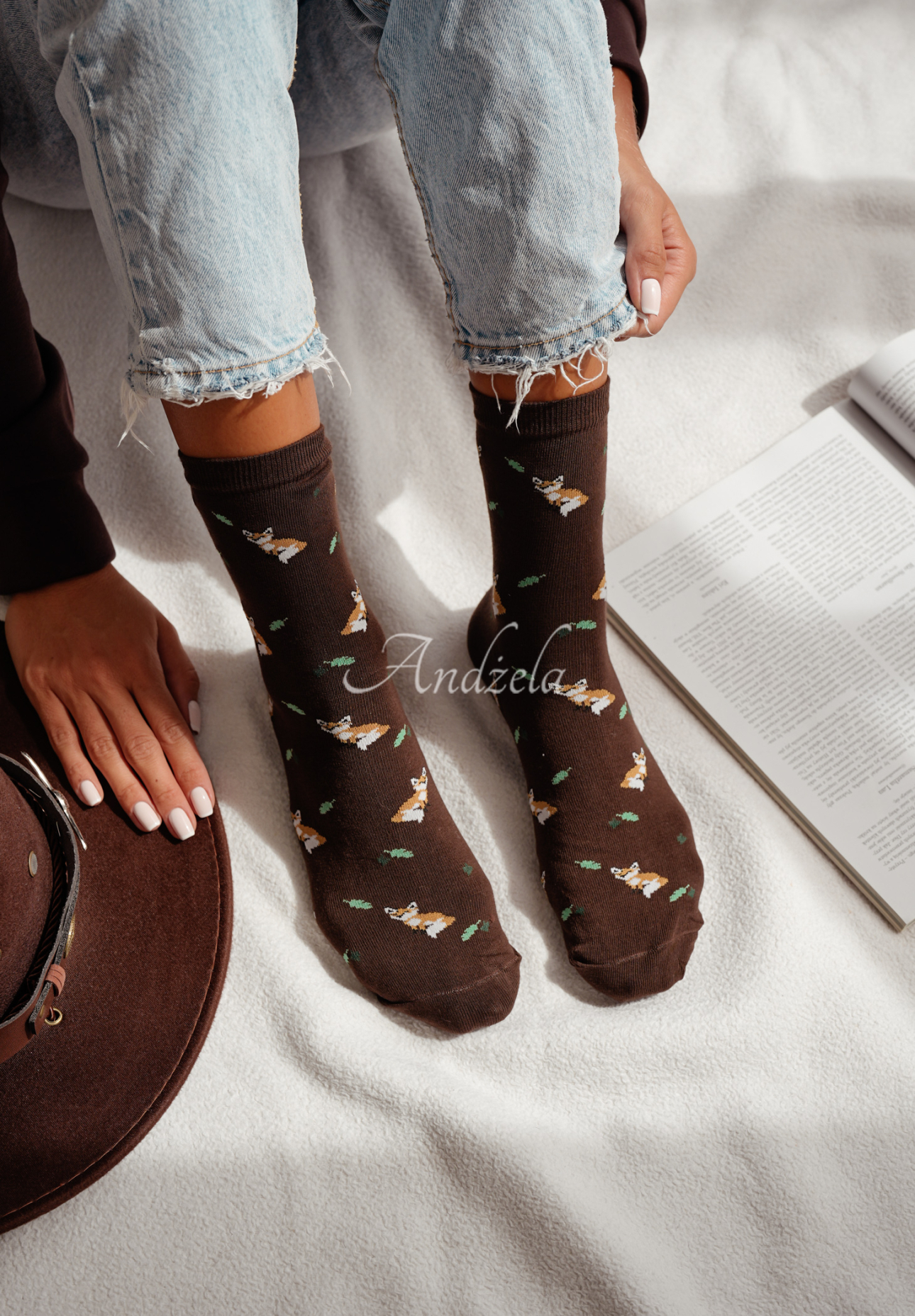 Lange gemusterte Socken Red Fox Schokoladenbraun