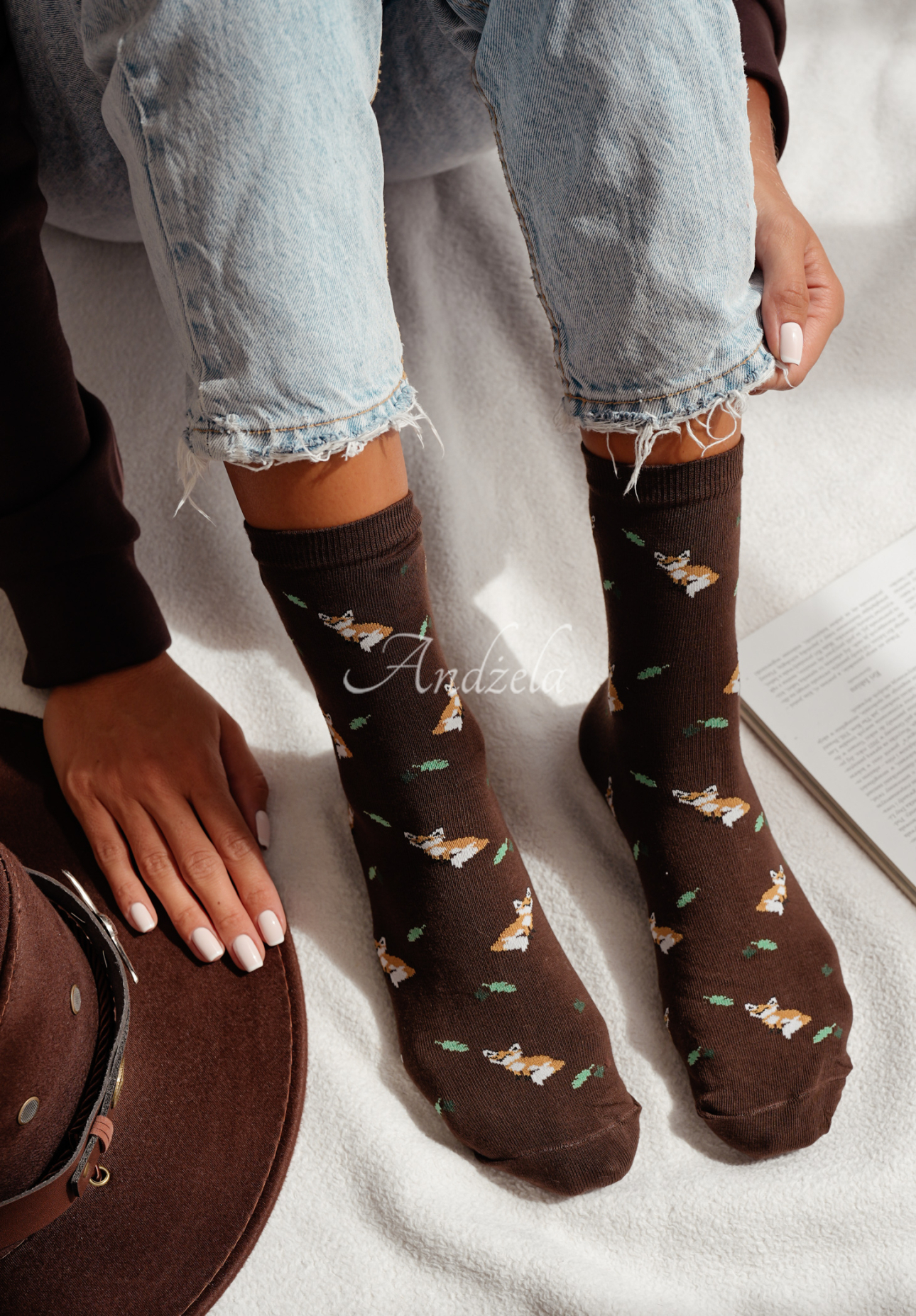 Lange gemusterte Socken Red Fox Schokoladenbraun