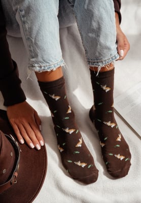 Lange gemusterte Socken Red Fox Schokoladenbraun