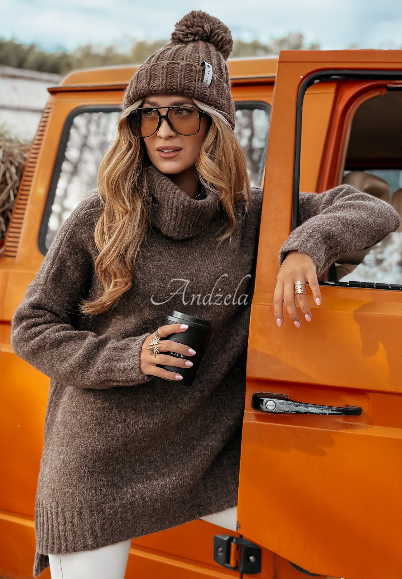 Benin chocolate oversize turtleneck sweater