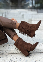 zamszowe Stiefeletten z frędzlami Colorado City Schokoladenbraun