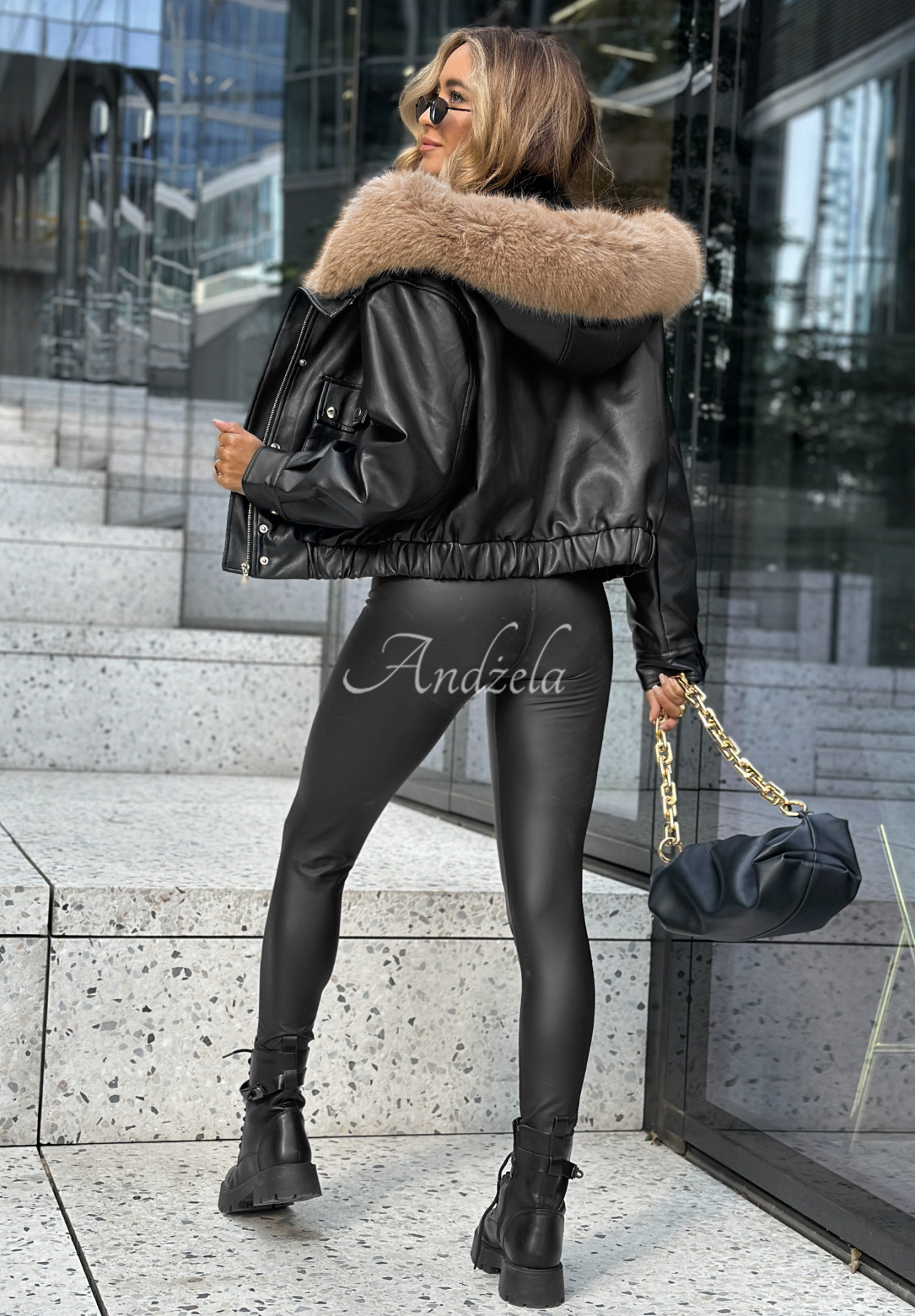 Lederjacke mit Pelz All I Wanted Schwarz