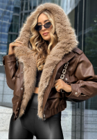 Skórzana Jacke z futerkiem All I Wanted Schokoladenbraun