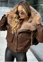 Skórzana Jacke z futerkiem All I Wanted Schokoladenbraun