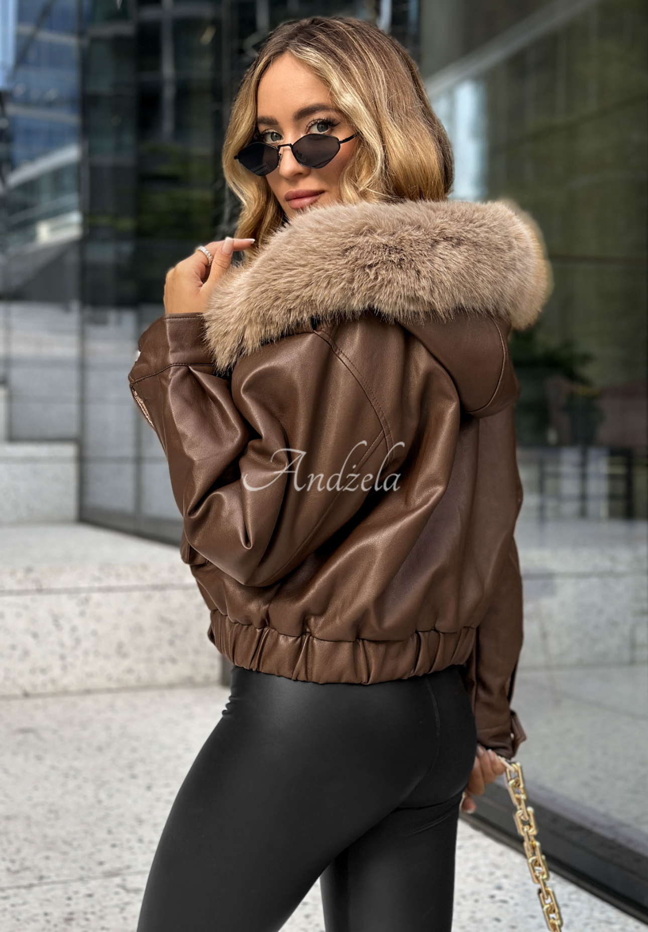 Lederjacke mit Pelz All I Wanted Schokoladenbraun