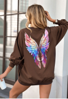 Sweatshirt z nadrukiem Colorful Wings Schokoladenbraun