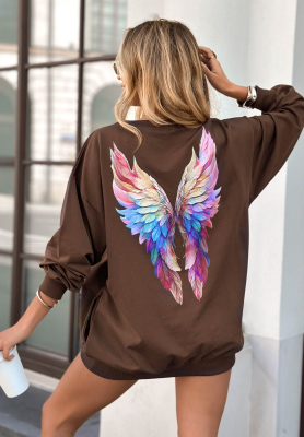 Sweatshirt mit Aufdruck Colorful Wings Schokoladenbraun
