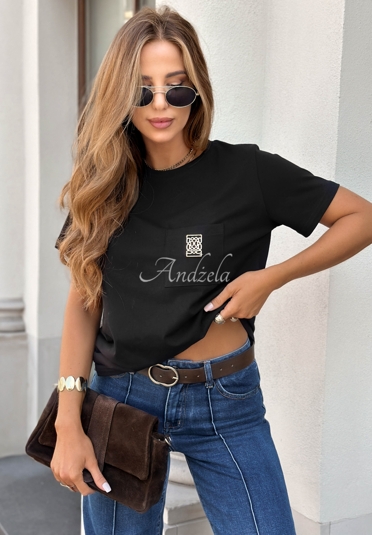 T-Shirt mit Brusttasche Pause That Schwarz