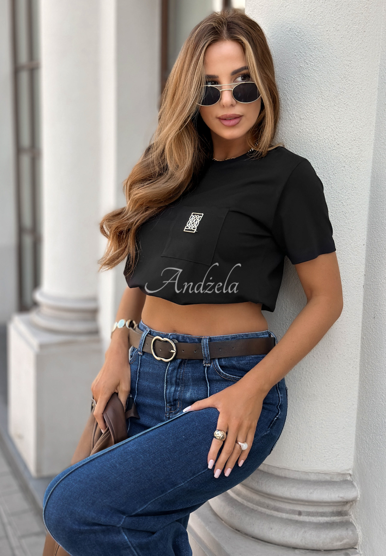 T-Shirt mit Brusttasche Pause That Schwarz