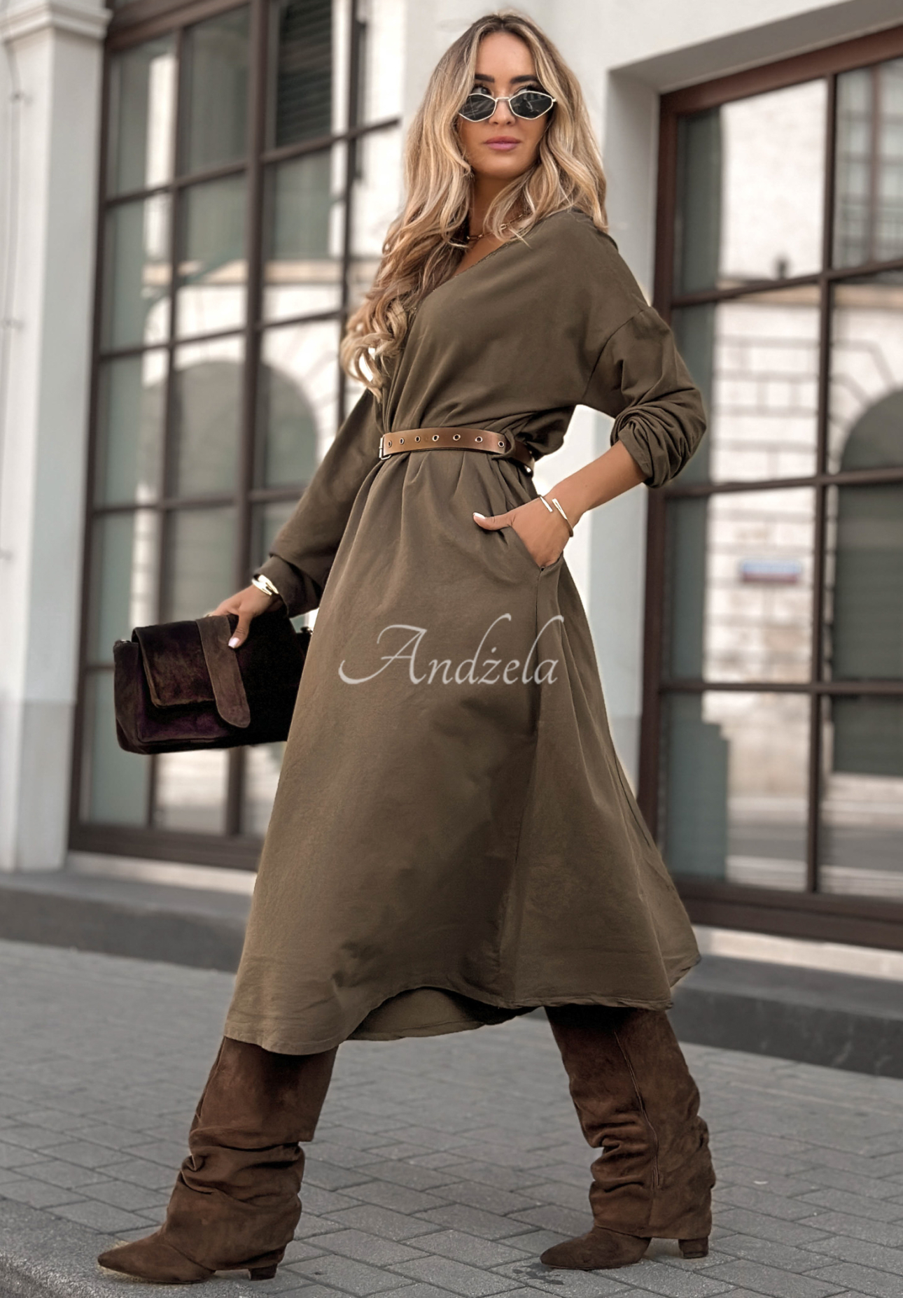 Midi-Kleid Almost Real Schokoladenbraun