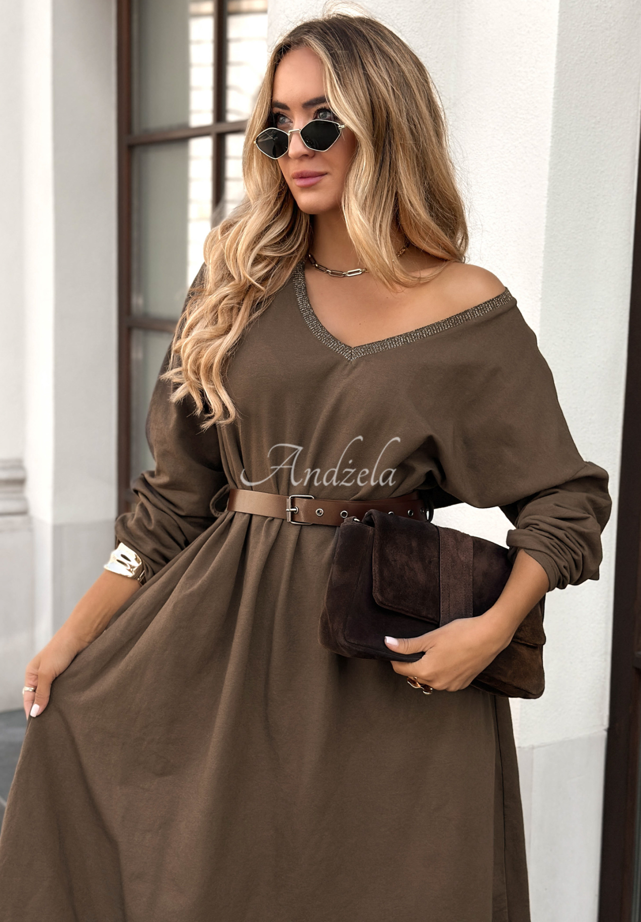 Midi-Kleid Almost Real Schokoladenbraun